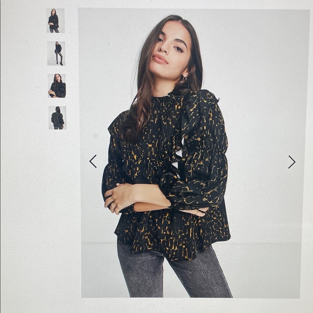 Fashion Union almost animal print high neck ruffle smock top